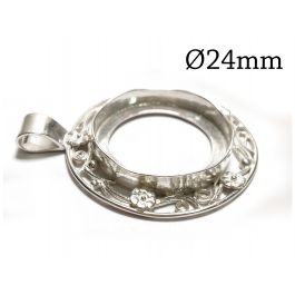 Oval Bezel 16x12mm with Bail Sterling Silver 1pc