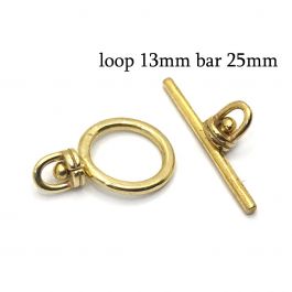Pewter Revolving Round Toggle Clasp Loop 13mm Bar 25mm