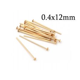 Gold Filled Head Pins 12mm wire thickness 0.4mm 26 Gauge with Flat