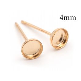 Gold Filled Round Bezel Earring post settings 4mm with loop