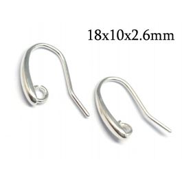 Sterling Silver 925 Hook earrings Ear wire 18x10x2.6mm with open loop