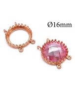 Brass Round Crown Bezel Cup 16mm 4 loops fit Swarowski 1122