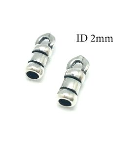 Sterling Silver 925 Crimp End Cap ID 2mm with 1 loop