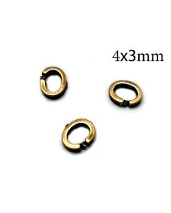 Brass Locking Oval Jump Rings Inside Diameter 4x3mm