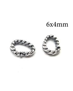 Sterling Silver 925 Locking Oval Jump Rings Inside Diameter 6x4mm