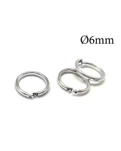 Sterling Silver 925 Locking Round Jump Rings Inside Diameter 6mm
