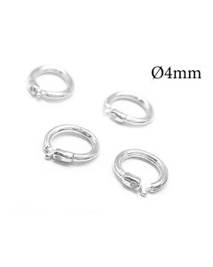 Sterling Silver 925 Locking Round Jump Rings Inside Diameter 4mm