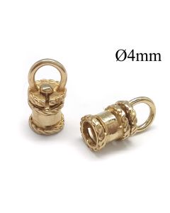 Brass Revolving End caps Rope Inside diameter 4mm with 1 loop