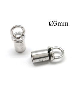Sterling Silver 925 Revolving End caps Inside diameter 3mm with 1 loop