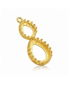 Brass Gold plated pendant Teardrop Bezel Settings 14x10mm and 10x8mm