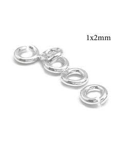 Sterling Silver 925 Open Jump Rings 1x2mm, 18 Gauge, 2mm Inside Diameter
