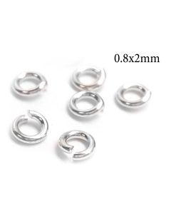 Sterling Silver 925 Open Jump Rings 0.8x2mm, 20 Gauge, 2mm Inside Diameter