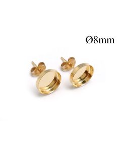 Gold Filled Round Bezel Earring post settings 8mm