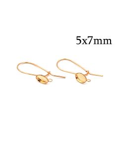 גולד פילד 14K עגיל מתלה עם בית אבן אוול 7x5ממ עם לולאה