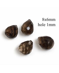 Smoky Quartz Faceted Teardrop Beads 8x6mm