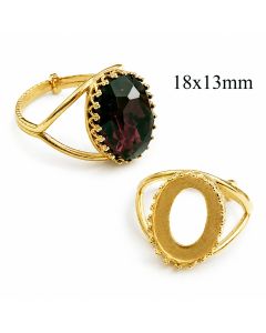 פליז Brass Adjustable Round locking Ring bezel settings 18x13mm