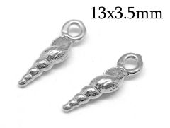 Sterling Silver 925 Seashell Charm Pendant 13x3.5mm with 1 loop