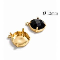 Brass Round Prong Bezel Cup 12mm with 1 loop - JBB Findings