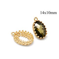 Brass Oval Filigree Crown Bezel Cup 14x10mm with 1 loop - JBB Findings