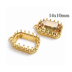 Brass Octagon Filigree Crown Bezel Cup 14x10mm with 1 loop - JBB Findings