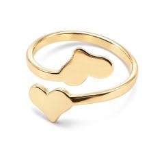 Brass Adjustable Double Heart Ring for Stamping and Engraving - JBB Findings