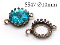 Brass Crown Bezel cups 10mm with 2 loops for bracelet