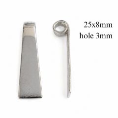 Sterling Silver 925 Blank Tapered Rectangular Bar Pendant 25x8mm for engraving and stamping