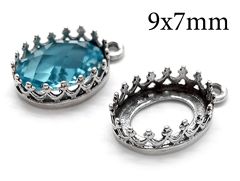 Sterling Silver 925 Oval Crown Bezel Cup for 9x7mm stone 1 loop