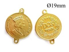 Brass Queen Elizabeth 2 Coin Replica Pendant 19mm with 2 loop
