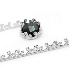 Fine Silver 999 Cast Gallery Bezel wire with Wave Filigree Pattern 74x6.2mm