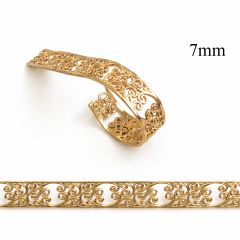 Brass Cast Gallery Bezel wire with Waves Pattern 73x7mm