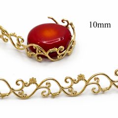 Brass Cast Gallery Bezel wire with Flower and Leaves Pattern 78x10mm