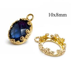 Brass Oval Wave Bezel Cup Settings 10x8mm with 1 loop