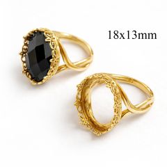 Brass Oval Pattern Bezel Ring Settings 7US for 18x13mm stone