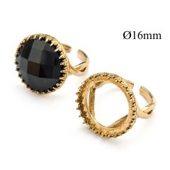 Brass Adjustable Round Bezel Ring Settings 16mm