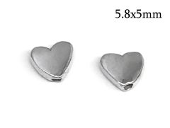 Sterling Silver 925 Cast beads Heart 5.8x5x1.8mm Hole on top 0.9mm