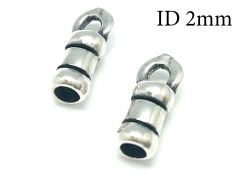 Sterling Silver 925 Crimp End Cap ID 2mm with 1 loop