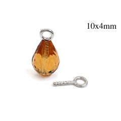 Sterling Silver 925 Closed ring with pin for half drilled beads and pearls 10mm