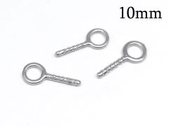 Sterling Silver 925 Closed ring with pin for half drilled beads and pearls 10mm