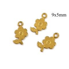 Brass Flower Pendant Charm 9x5mm with loop