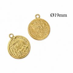 Pewter Coin Pendant Charm 19mm