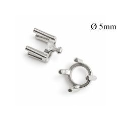 JBB Item 6420: 5mm .999 Fine Silver Embeddable 4-Prong Round Setting for Metal Clay