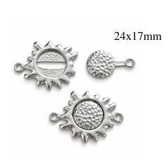 Sterling Silver 925 Sun Clasp 24x17mm with 2 loops - JBB Findings