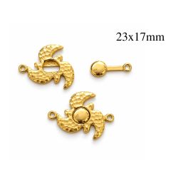 Brass Decorative Swirl Clasp 23x17mm with 2 loops - JBB Findings