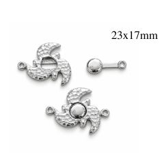 Sterling Silver 925 Decorative Swirl Clasp 23x17mm with 2 loops - JBB Findings