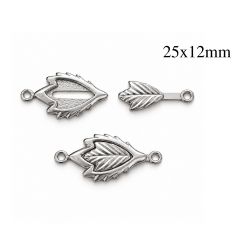 Sterling Silver 925 Leaf Clasp 25x12mm with 2 loops - JBB Findings