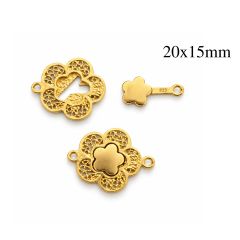Brass Decorative Flower Clasp 20x15mm with 2 loops - JBB Findings