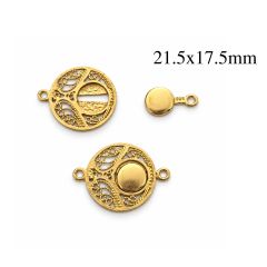 Brass Decorative Round Clasp 21.5x17.5mm with 2 loops - JBB Findings