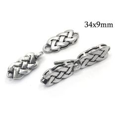 Sterling Silver 925 Celtic Hook and eye Clasp 34x9mm woven rectangle