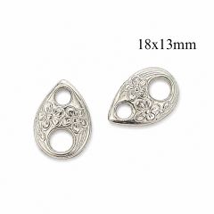 Pewter Oval Link connector with Decorative Ornament 18x13mm